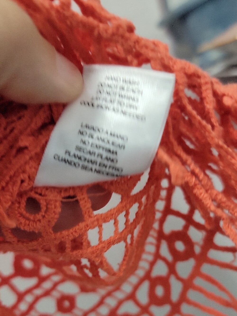 Crocheted Fringe Cover-Up Top in Coral Large/extra Large. Very Cute! - Picture 3 of 10